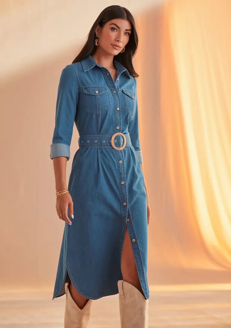 early fall outfits Denim Dress for a Confident Fall Reset