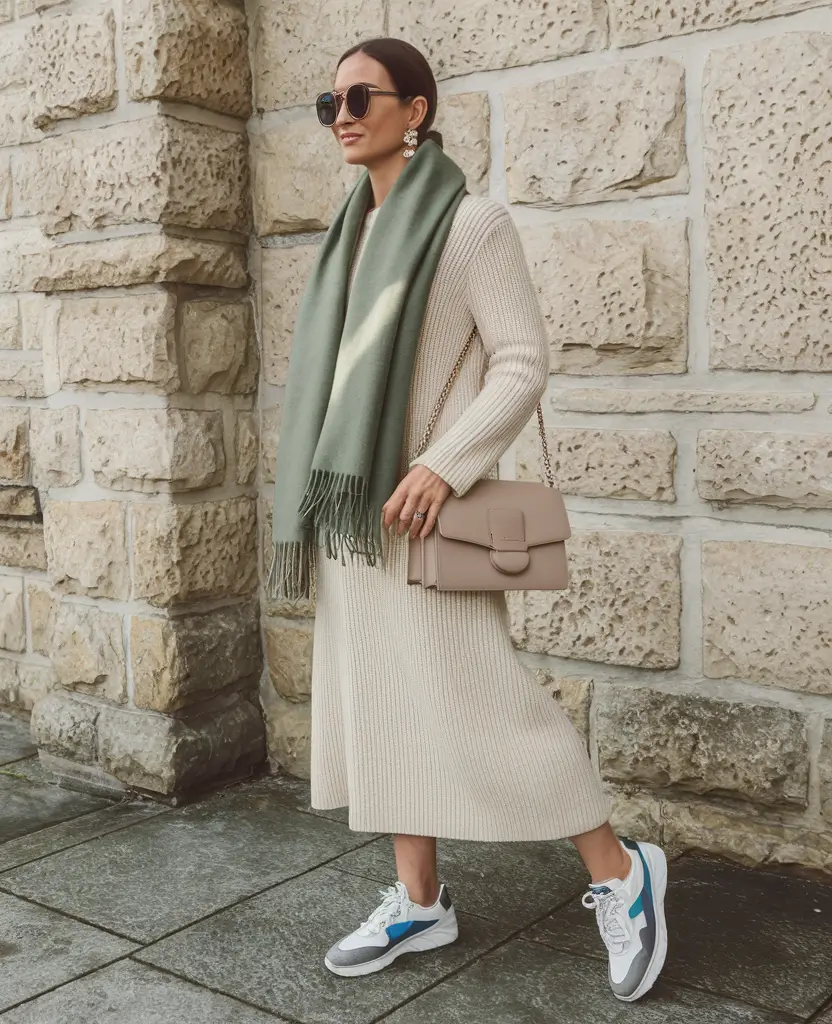 early fall outfits inspiration for 2025+Creamy Neutrals with a Dash of Sage