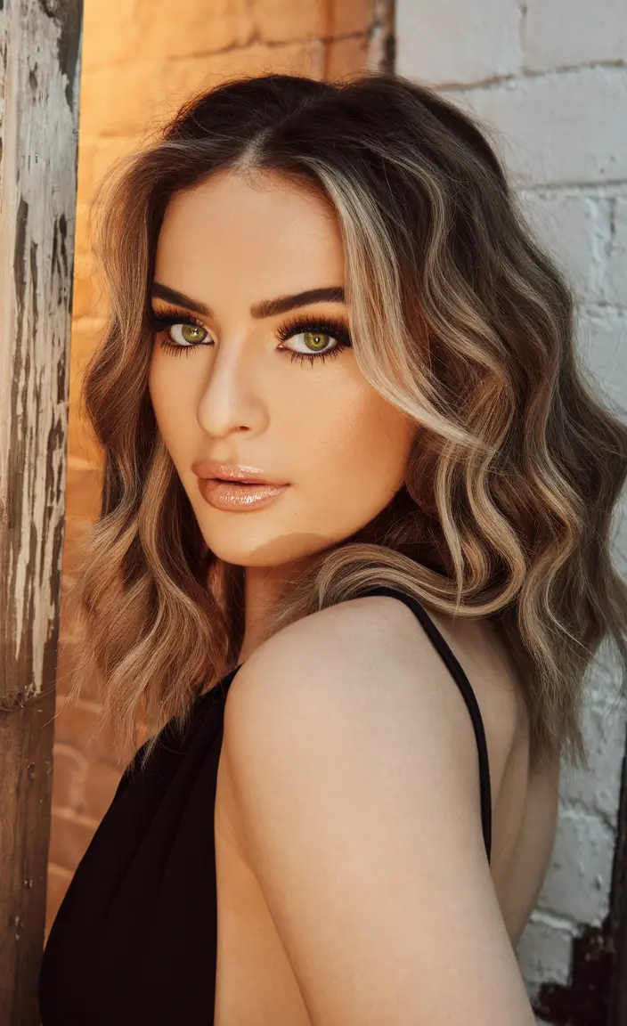Fall 2025 Hair Colors for Warm Skin Tones+Soft Waves with Honey-Cream Dimension