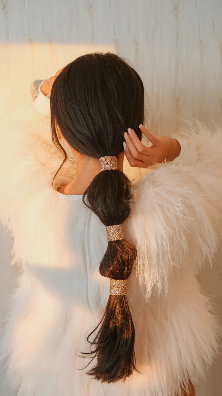 fall hairstyles Bubble Ponytail with Glam Twist