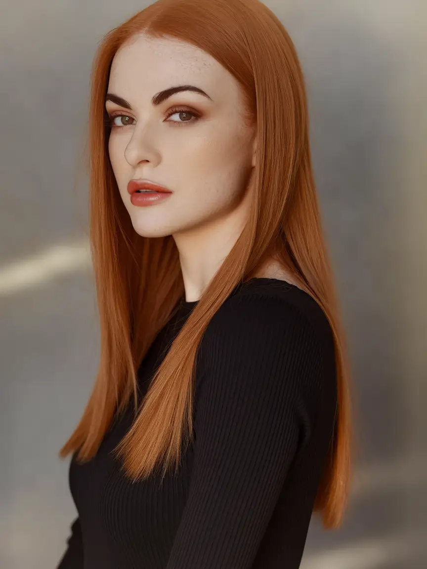 fall hairstyles Sleek Cinnamon Layers for Autumn Glow