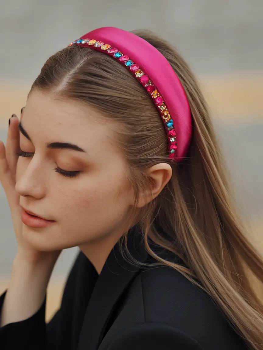 fall hairstyles Bold Headband with Sleek Simplicity