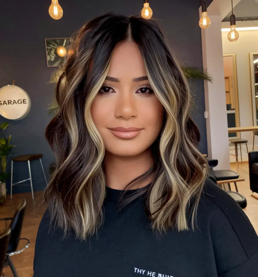 fall hairstyle for medium hair Chunky Highlights with Soft Waves