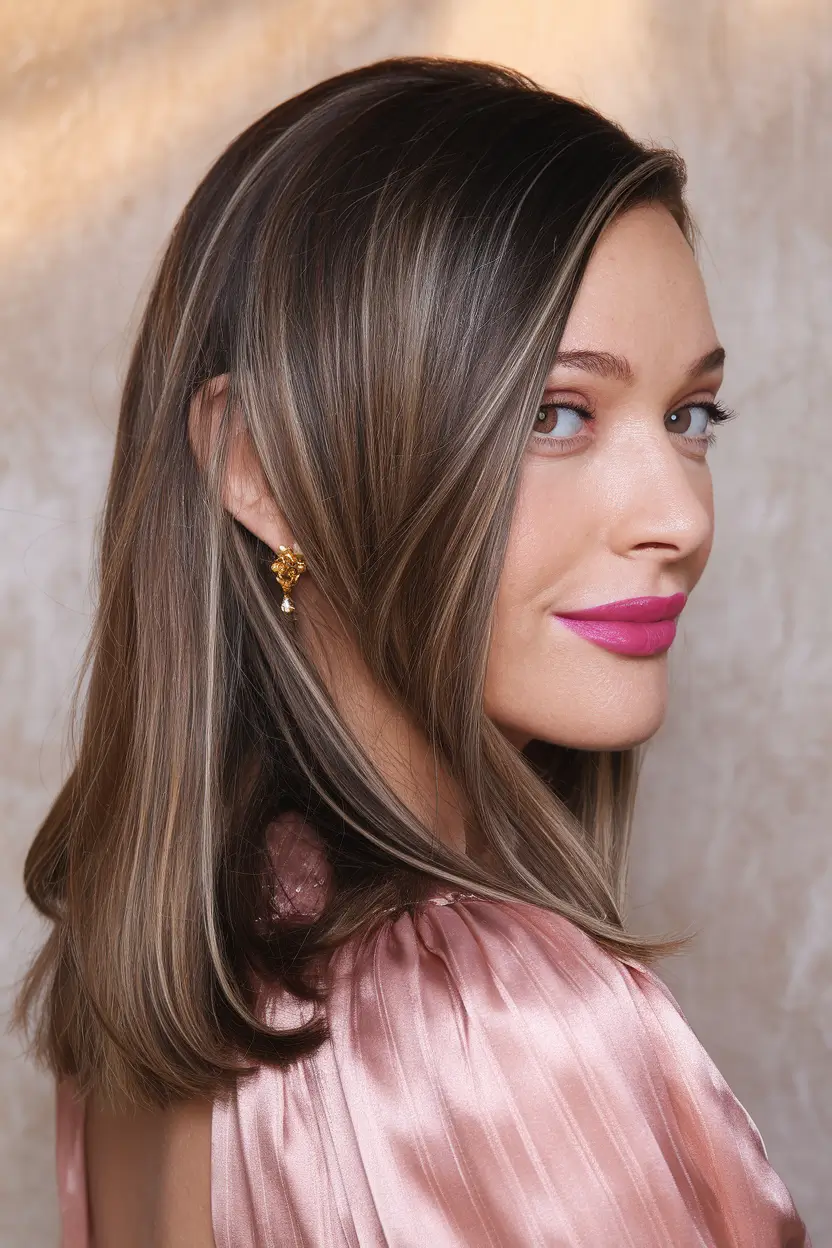 fall hairstyle for medium hair Glossy Dimensional Brunette with a Glam Flip