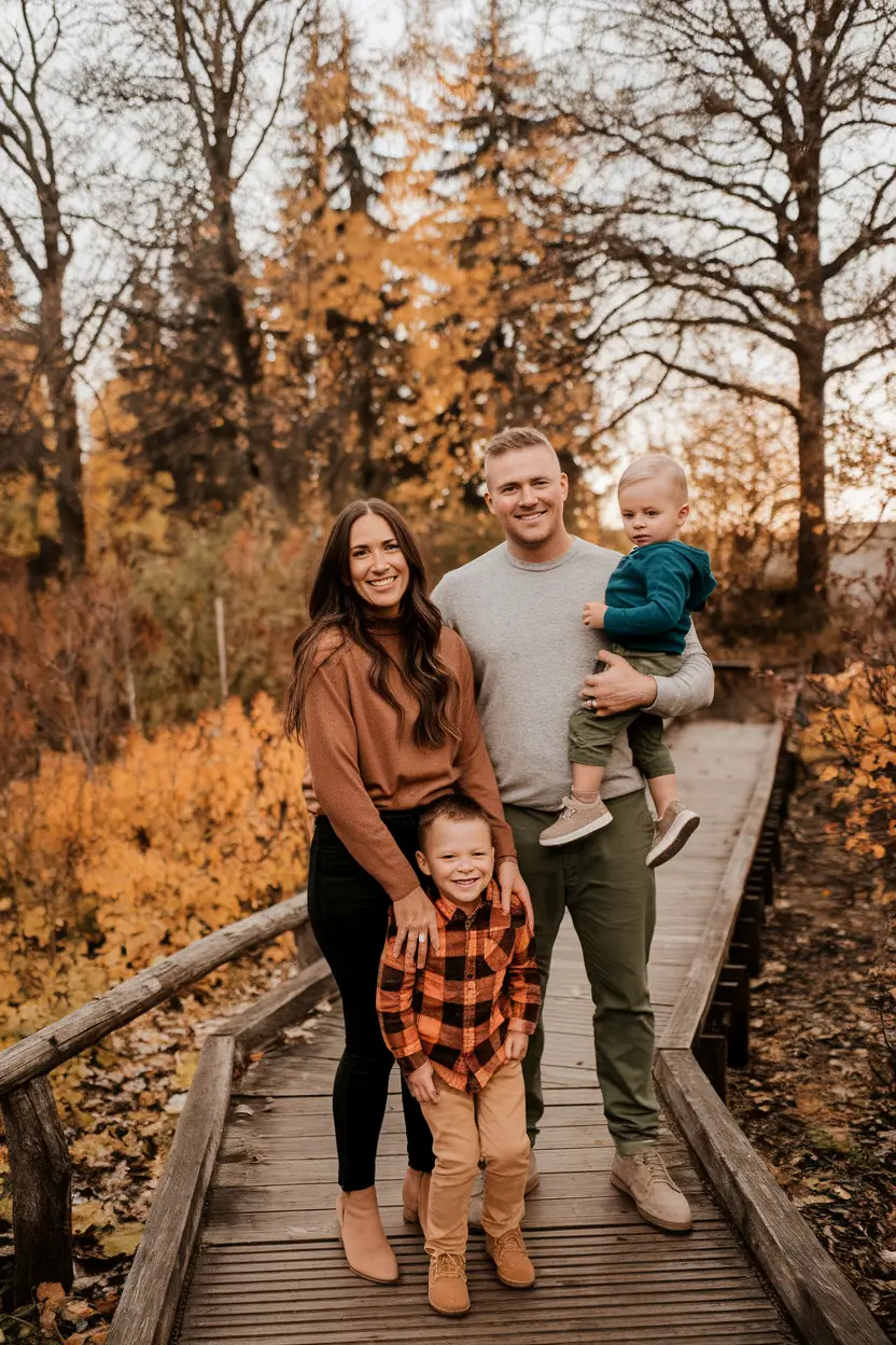 fall family photo outfits ideas 2025+Playful Fall Layers with Earth-Toned Pops