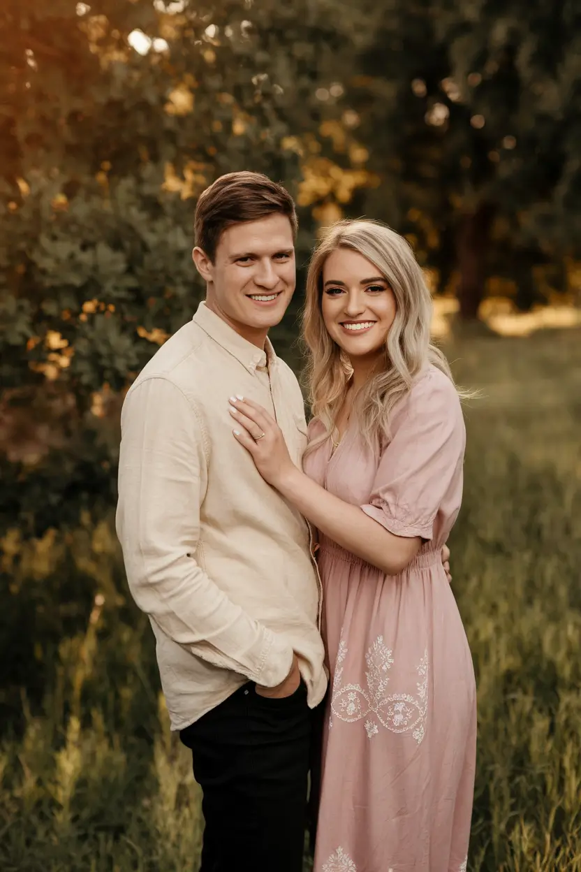 fall family photo outfits ideas 2025+Romantic Tones for a Dreamy Duo Portrait