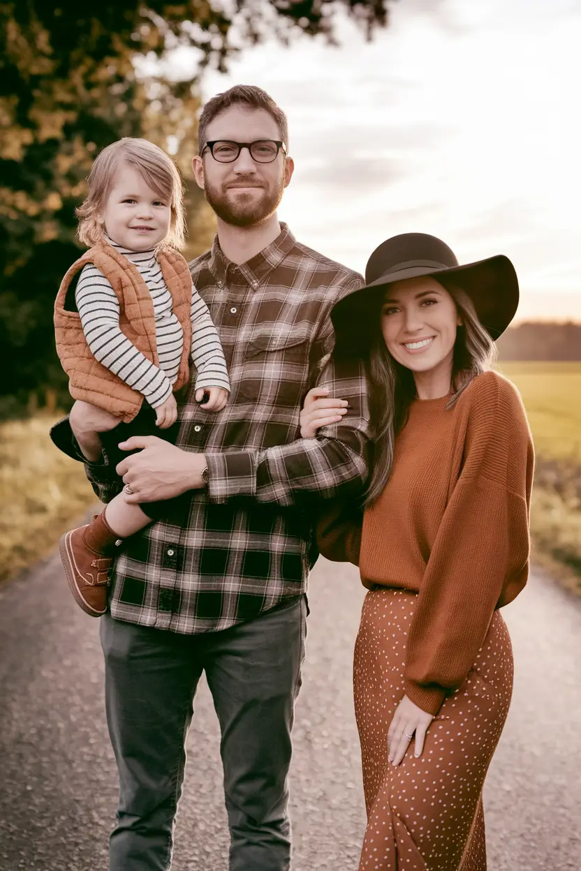 fall family photo outfits ideas 2025+Western-Inspired with Warm Earthy Hues