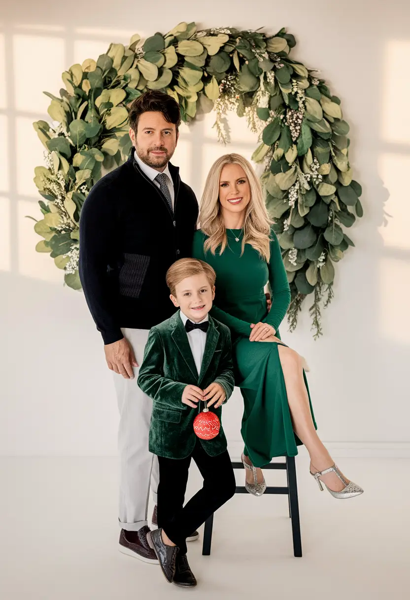 fall family photo outfits ideas 2025+Elevated Green With Formal Holiday Flair