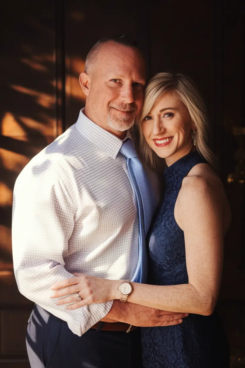 fall family photo outfits ideas 2025+Dressy Navy Meets Soft Sky Blue Elegance