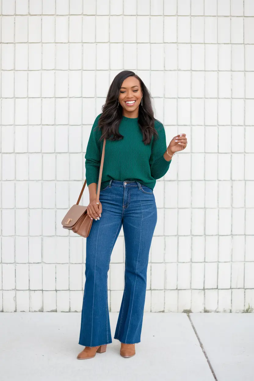 mom outfits for fall Polished Greens and Everyday Flares