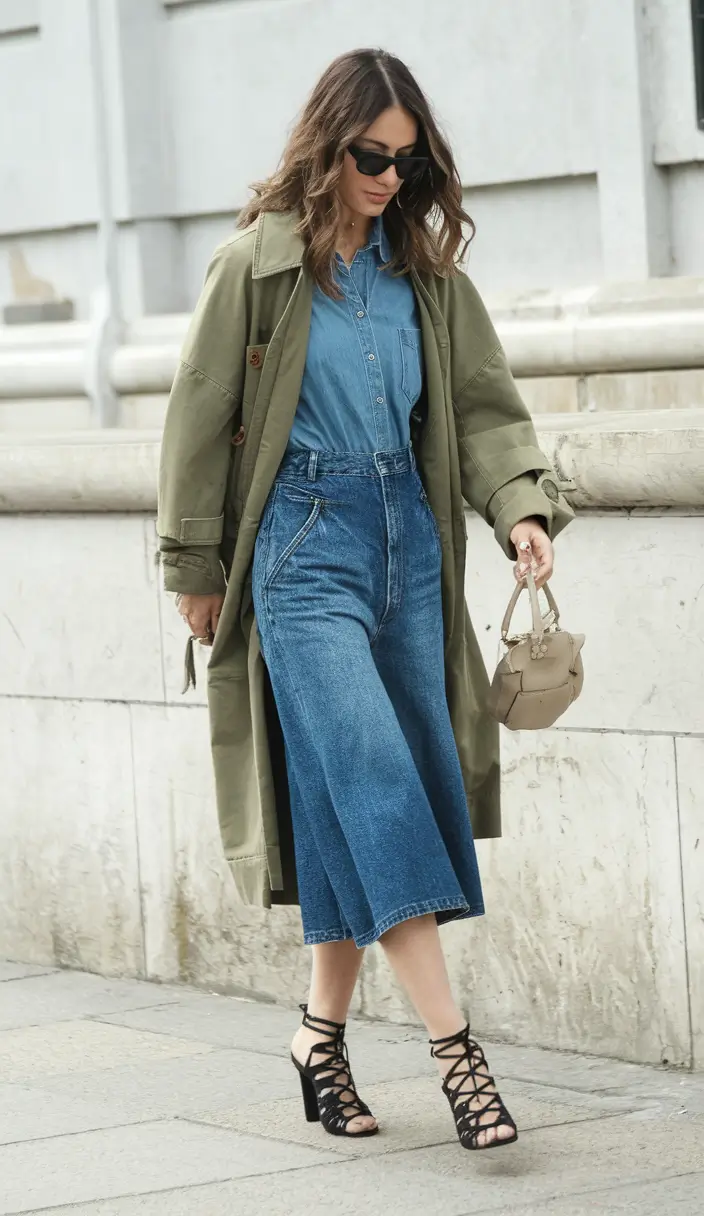 mom outfits for fall family pictures Denim on Denim with City-Chic Ease