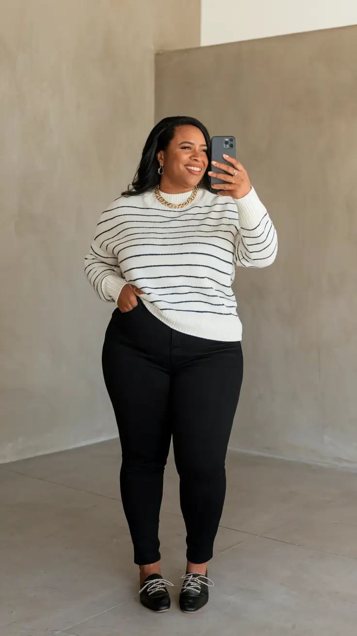 mom outfits for fall Stripes and Confidence