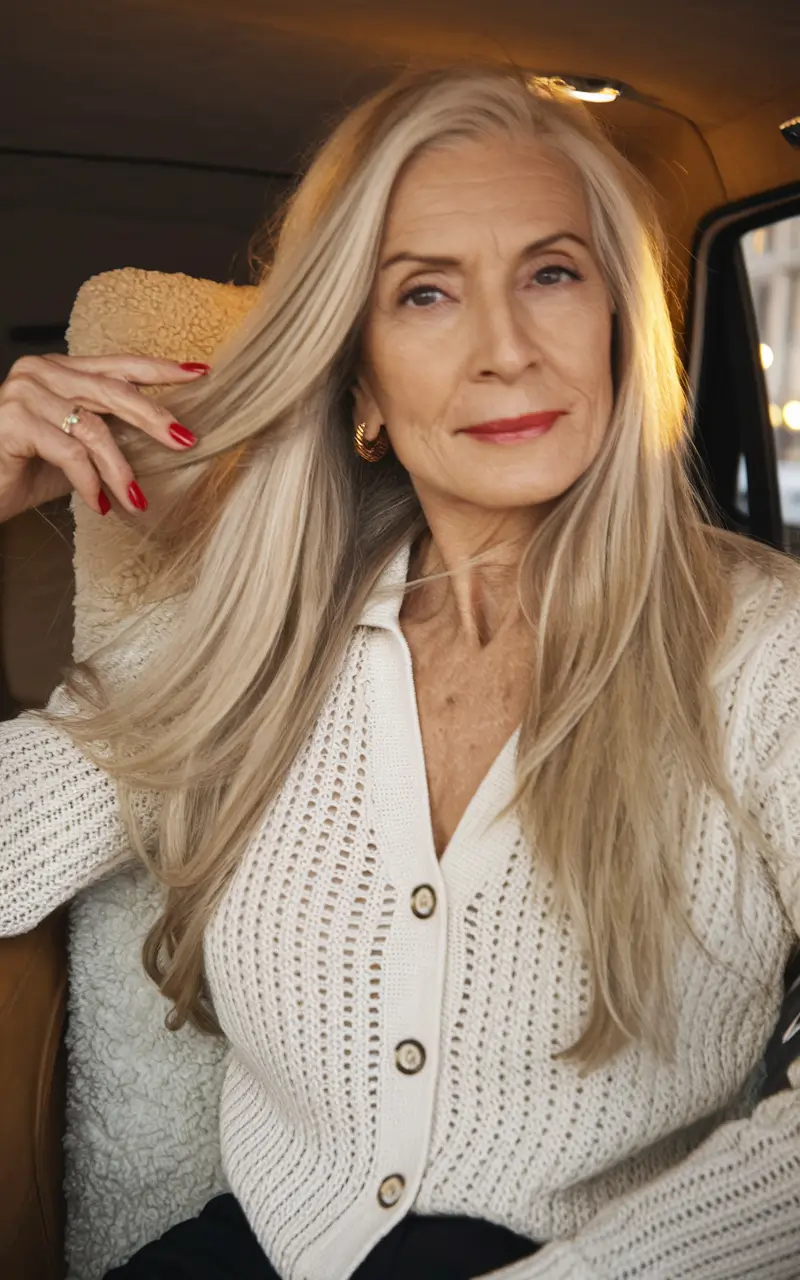 Fall hair color ideas 2025 for women over 40 Silver Frost with Cool Blonde Undertones