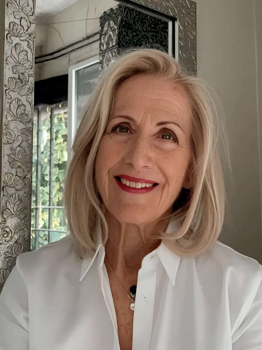 Fall hair color ideas 2025 for women over 60+Chic Buttercream Blonde with Soft Layers