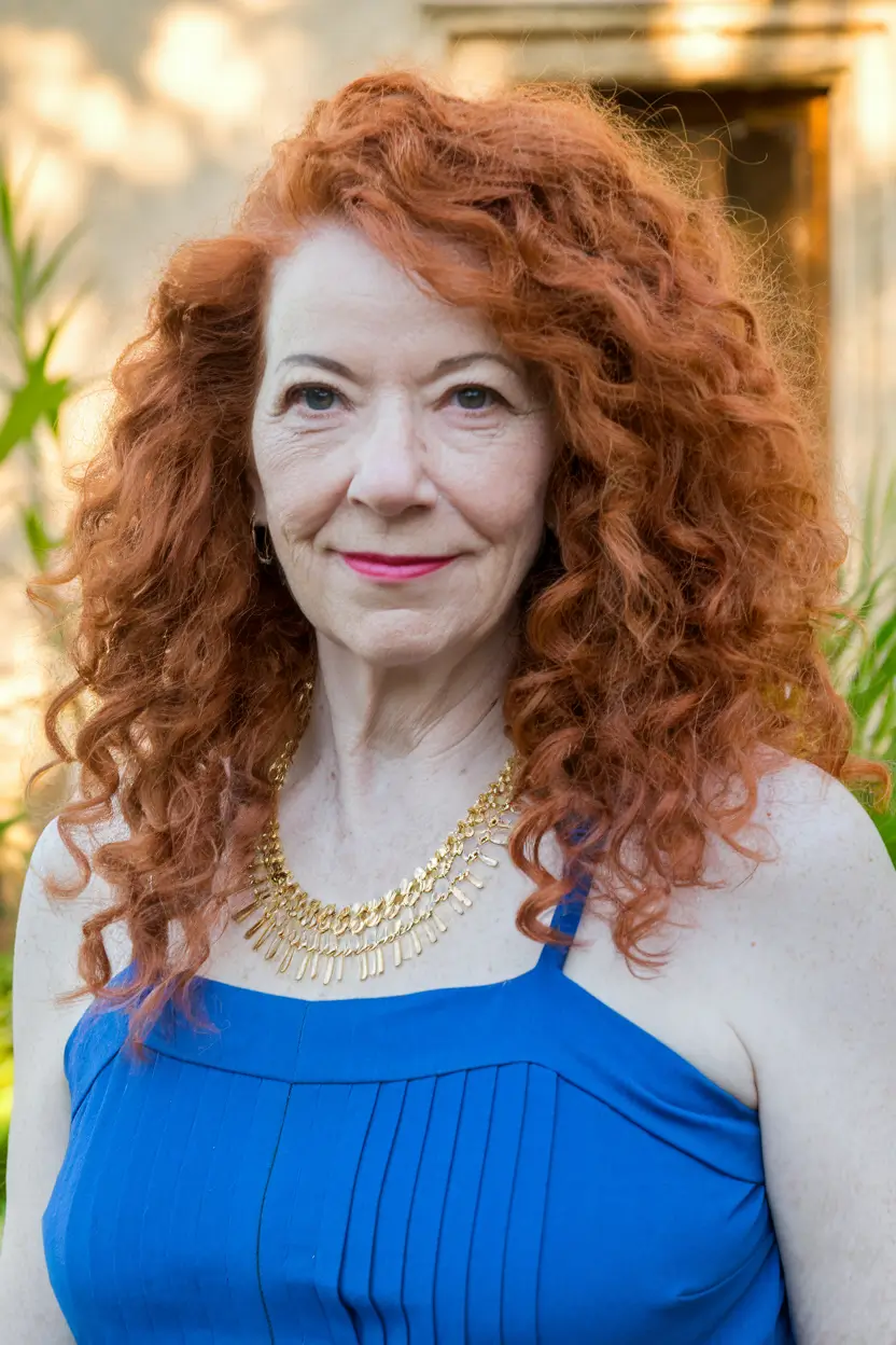 Fall hair color ideas 2025 for women over 60 - Fiery Auburn Curls with Golden Warmth