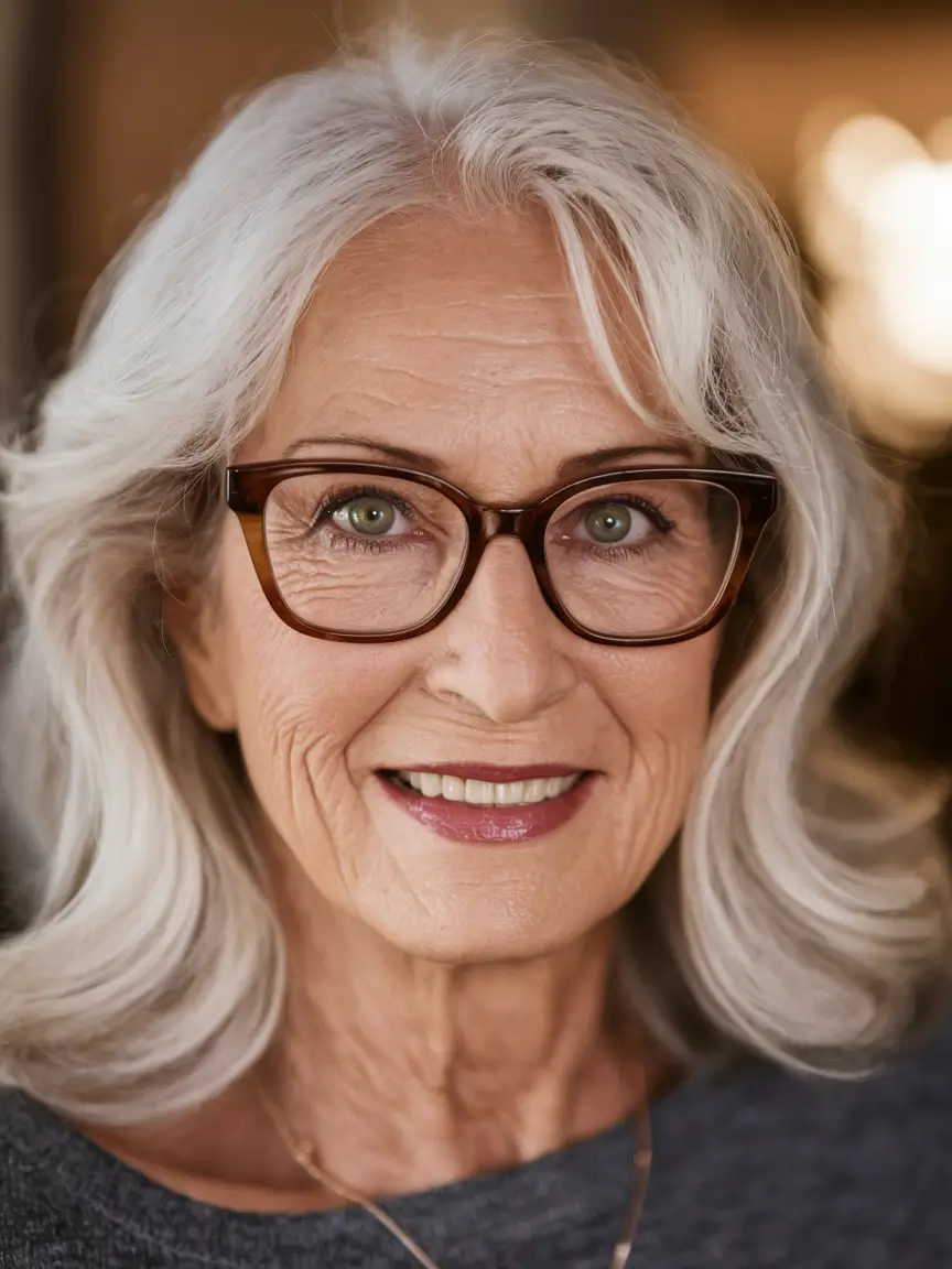 Fall hair color ideas 2025 for women over 60 - Warm Ivory with Whispered Waves