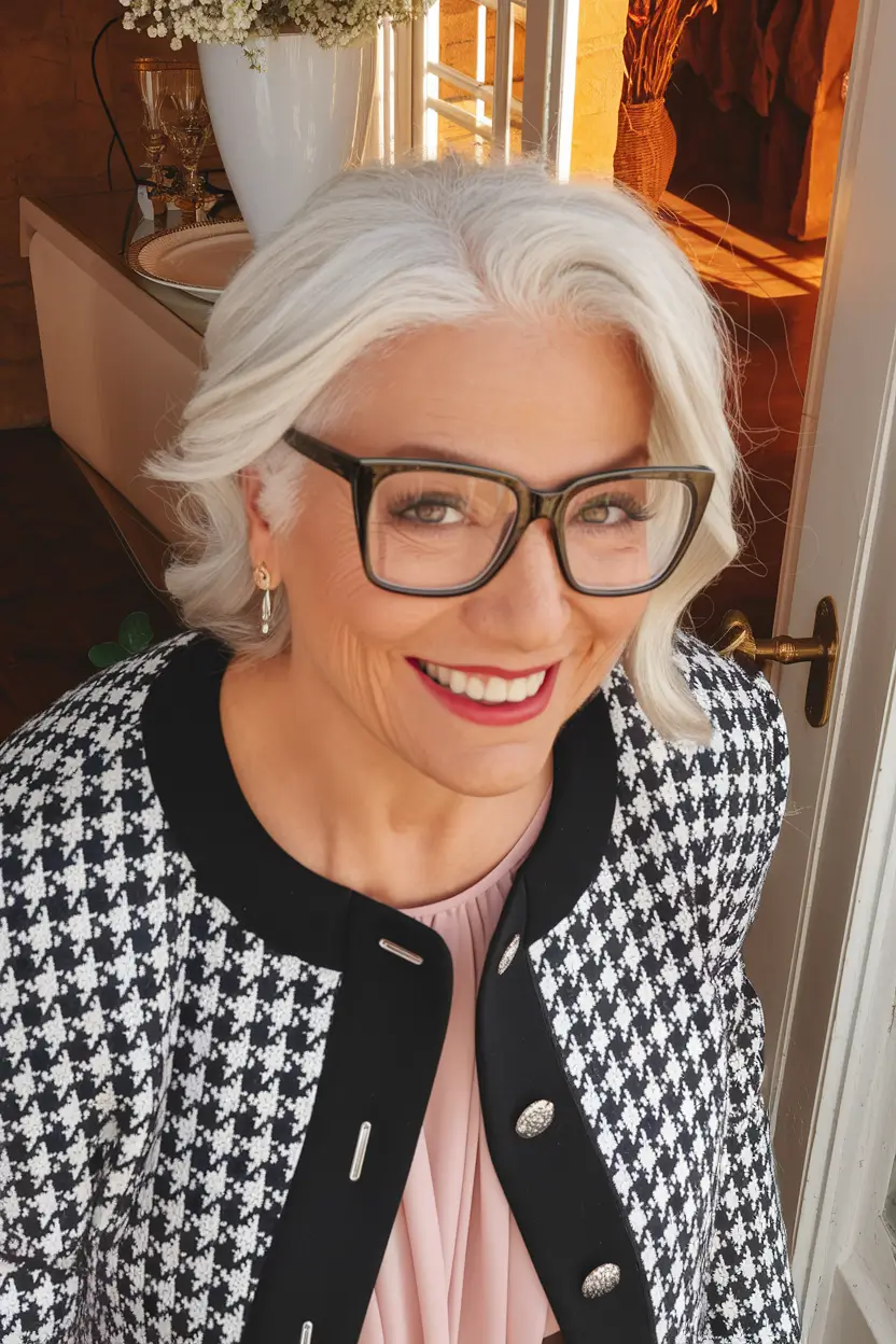 Fall hair color ideas 2025 for women over 60 - Platinum Perfection with Retro Flair