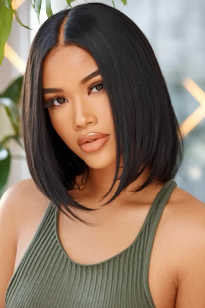 Fall Hair Color Ideas for Brunette 2025 Ink Sheen Sleek Bob
