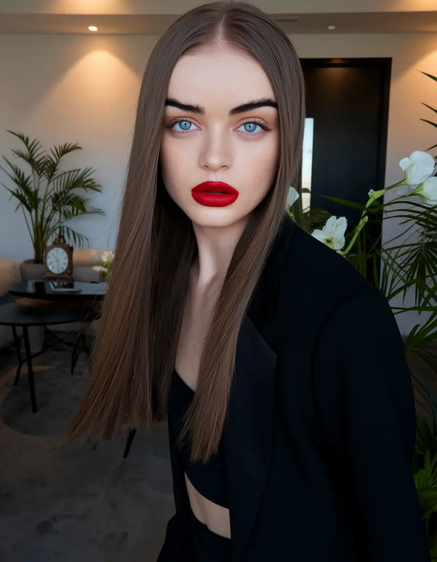 Fall Hair Color Ideas for Brunette 2025 Cool Taupe Power Straight