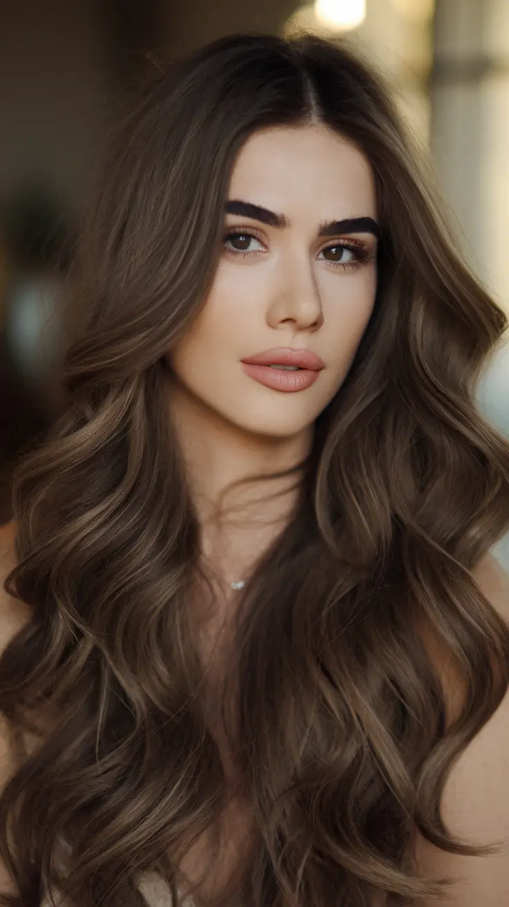 Fall Hair Color Ideas for Brunette 2025 Mocha Melt Waves