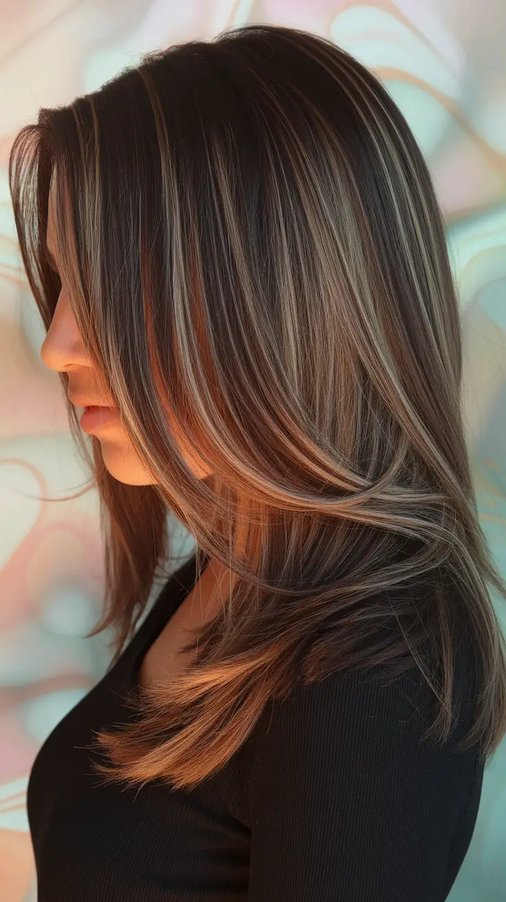 Fall Hair Color Ideas for Brunette 2025 Honey Cinnamon Money Piece Layers
