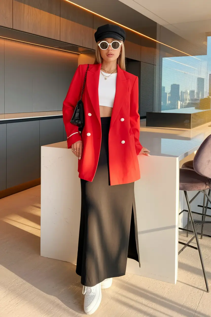 fall office outfits for women Power Moves in Red and Black