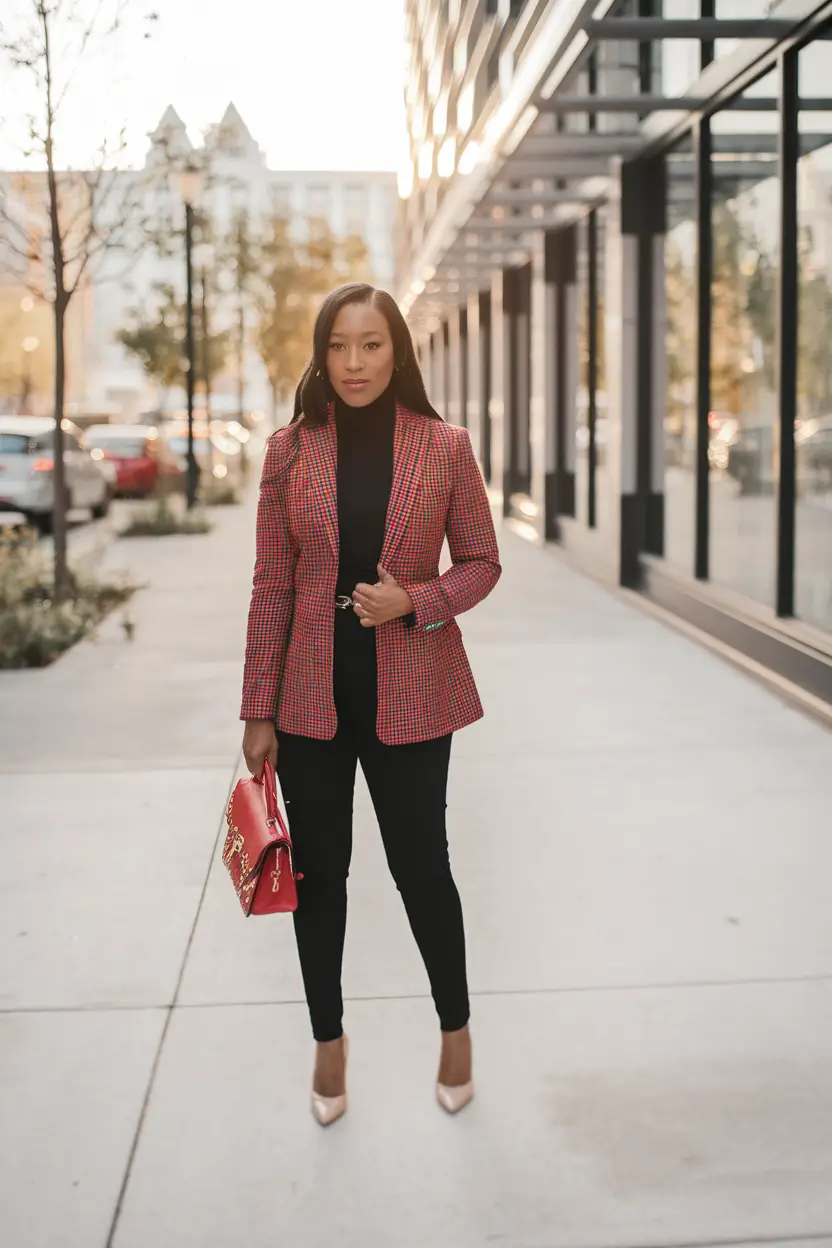 fall office outfits for women Smart Layers With Classic Checks