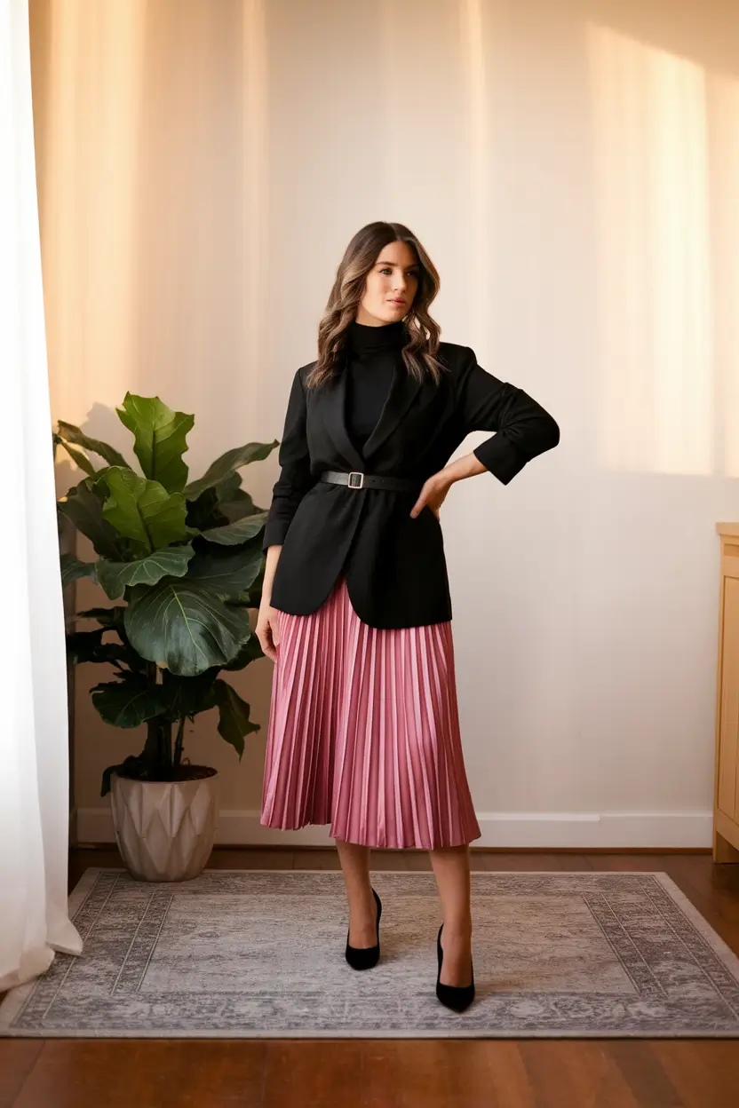 fall office outfits for women Pleats and Power Blazers
