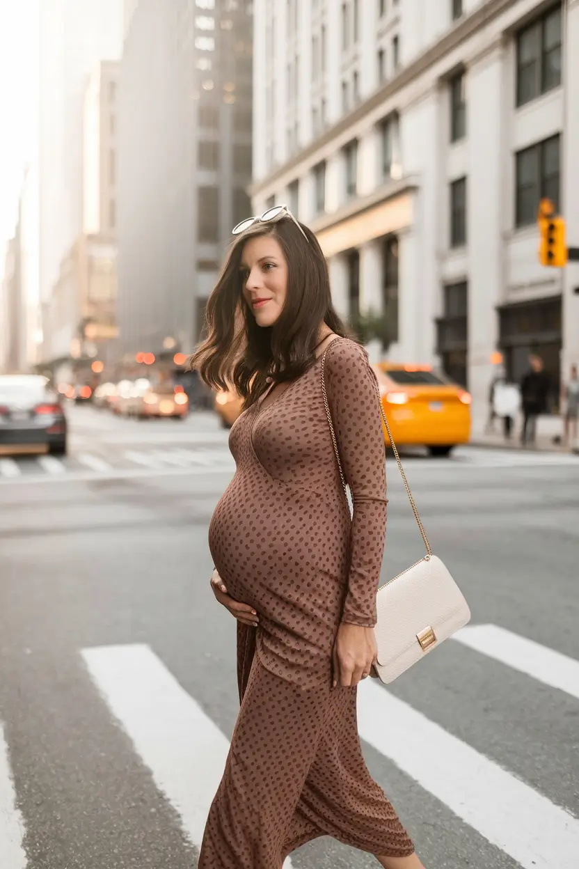 fall outfits for pregnant women 2025 city cool with soft geometry