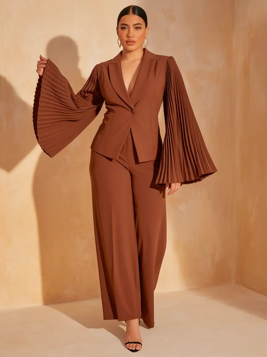 fall plus size capsule wardrobe Sculptural Elegance in Chocolate Brown