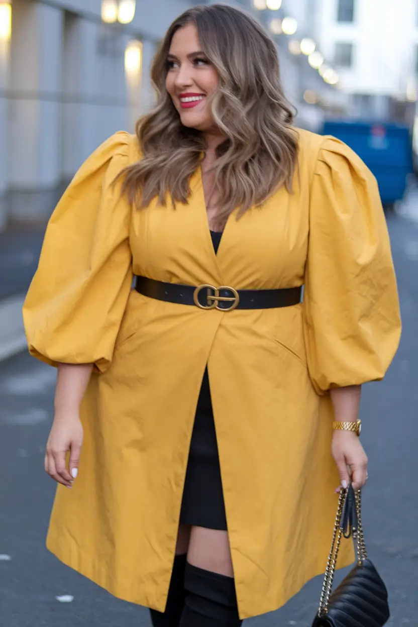 fall plus size capsule wardrobe Bold Mustard Drama for Chic Cold Days