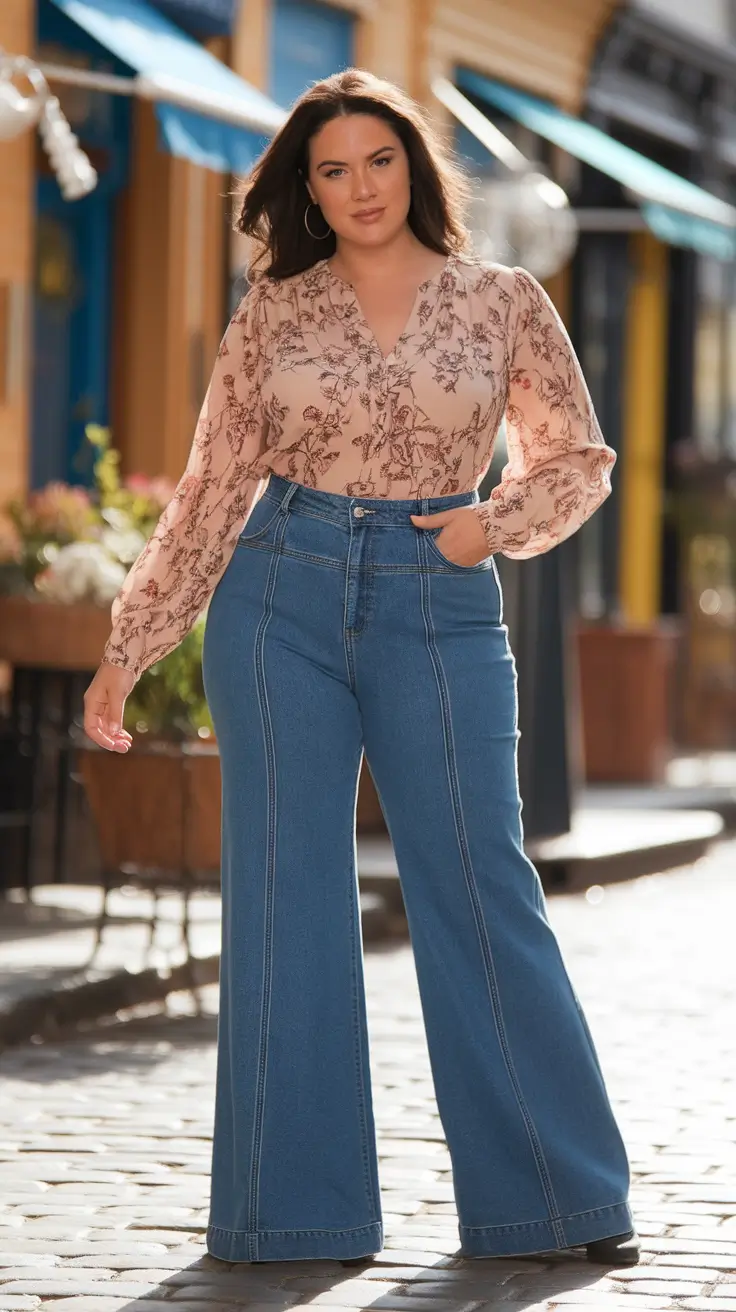 fall plus size capsule wardrobe Modern Romantic in Denim and Florals