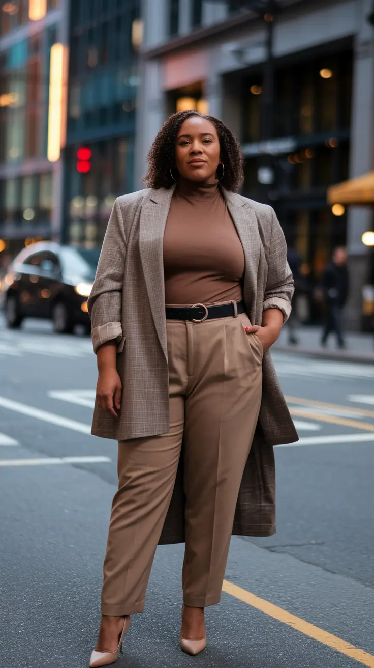 fall plus size capsule wardrobe Street Smart in Warm Neutrals