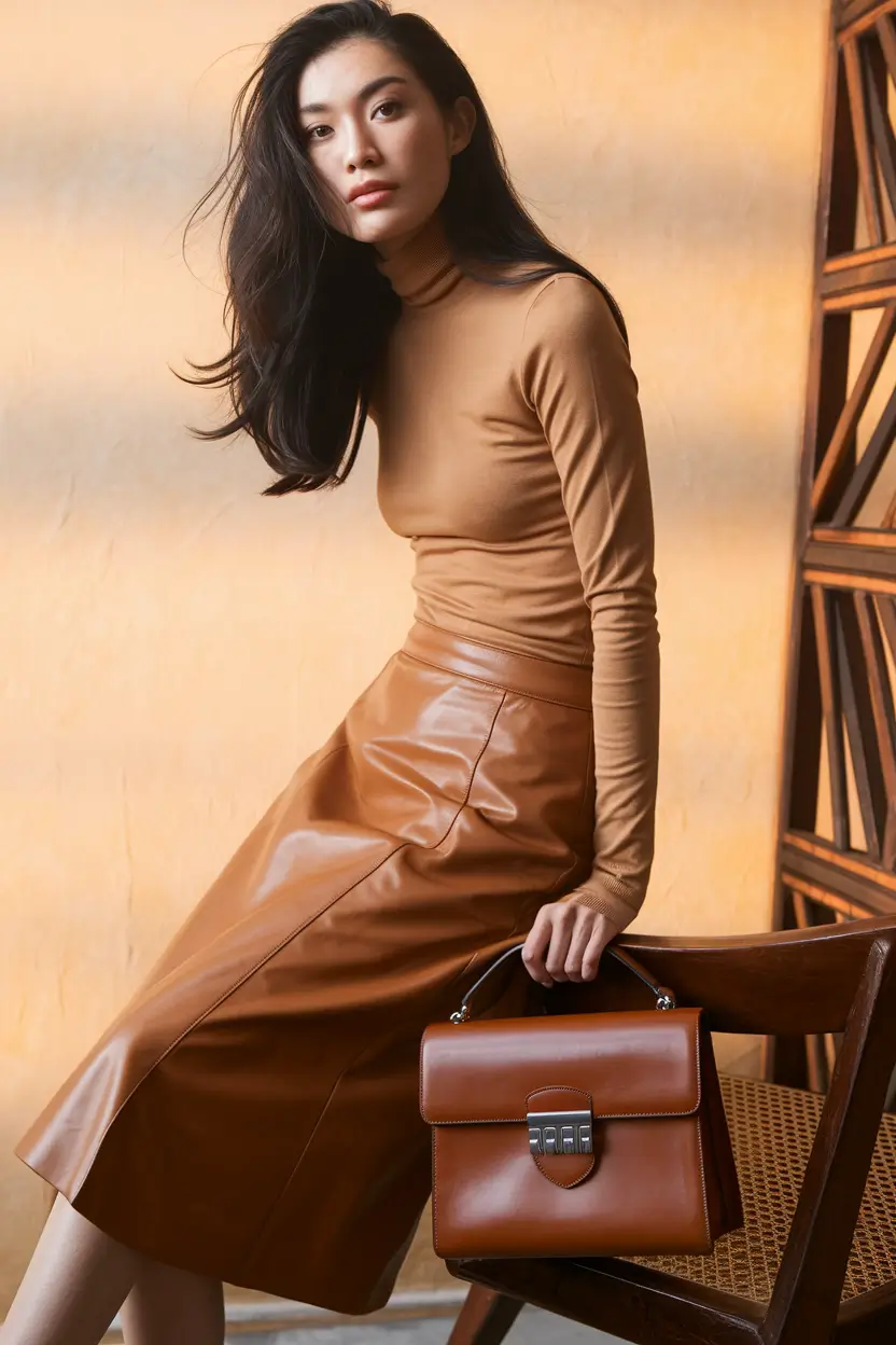 fall fashion trends women tonal leather and sleek lines