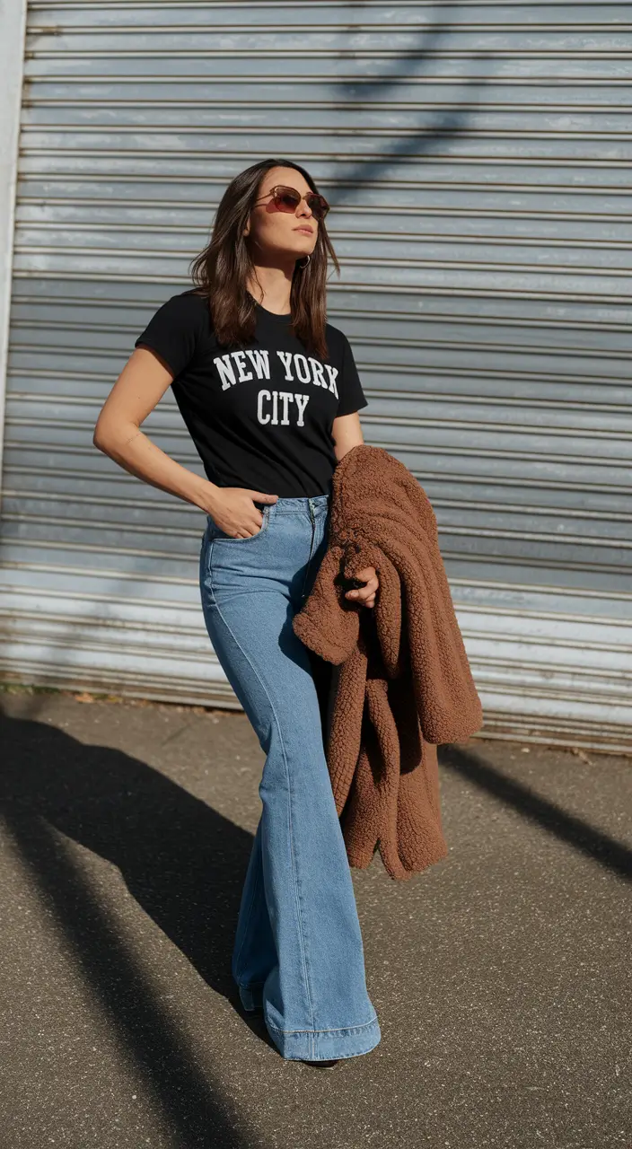 fall fashion trends women casual 2025 Graphic Tees and Flared Revival