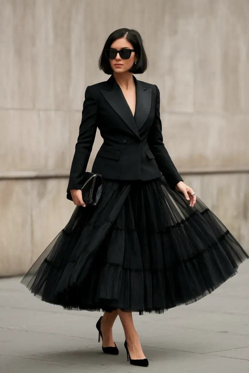 Casual autumn street style chic+The Power of a Tulle Statement