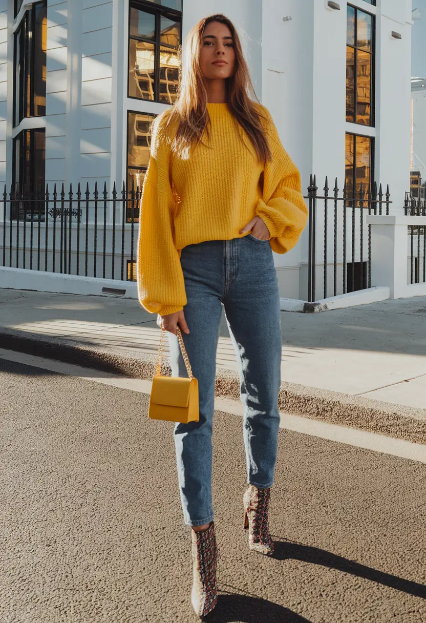 Casual autumn street style chic+Sunshine Knits and Street Edge