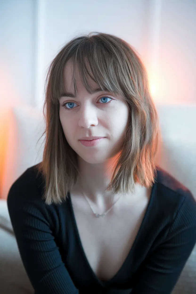 fun fall hair colors Textured Toffee Ends with Wispy Bangs