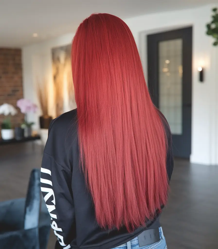 fun fall hair colors Raspberry Red Waterfall Layers