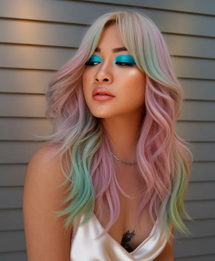 fun fall hair colors for blondes Whimsical Pastel Blend for the Fearless Blonde