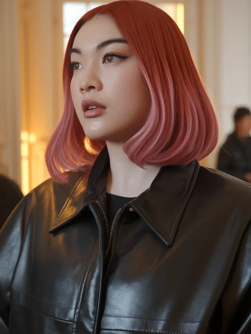 fun fall hair colors Two-Tone Dusty Rose Gradient