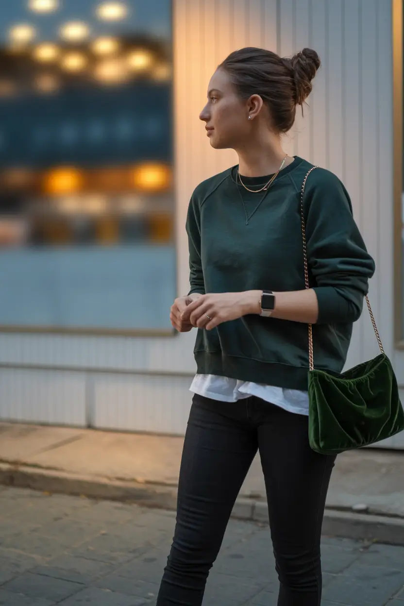 Hot Fall outfits Trends to Copy in 2025+Laid-Back Layers With Green Velvet Mood