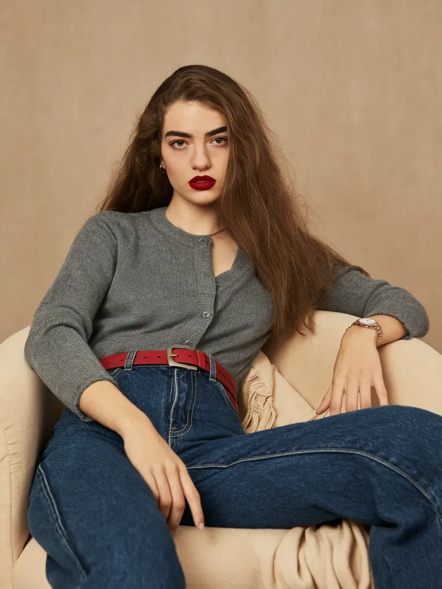 Hot Fall outfits Trends to Copy in 2025+Retro Knit Cardigan With Bold Red Punch