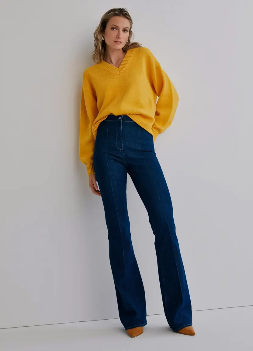 Hot Fall outfits Trends to Copy in 2025+Mustard Yellow and Denim for a Retro Comeback