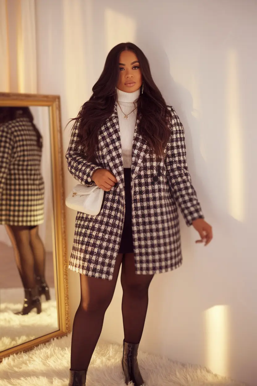 midsize fall outfits Monochrome Power with a Twist of Glam