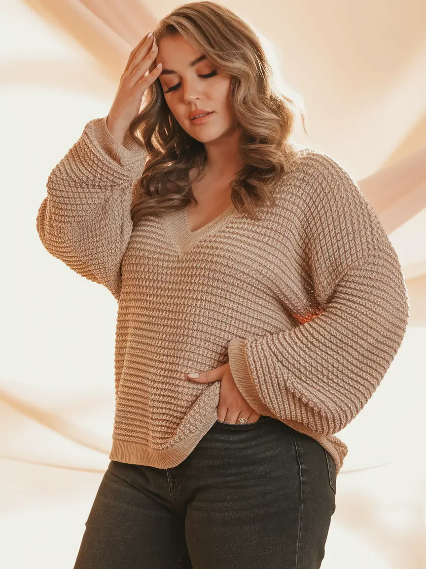 midsize fall outfits Slouchy Knit Meets Sleek Denim