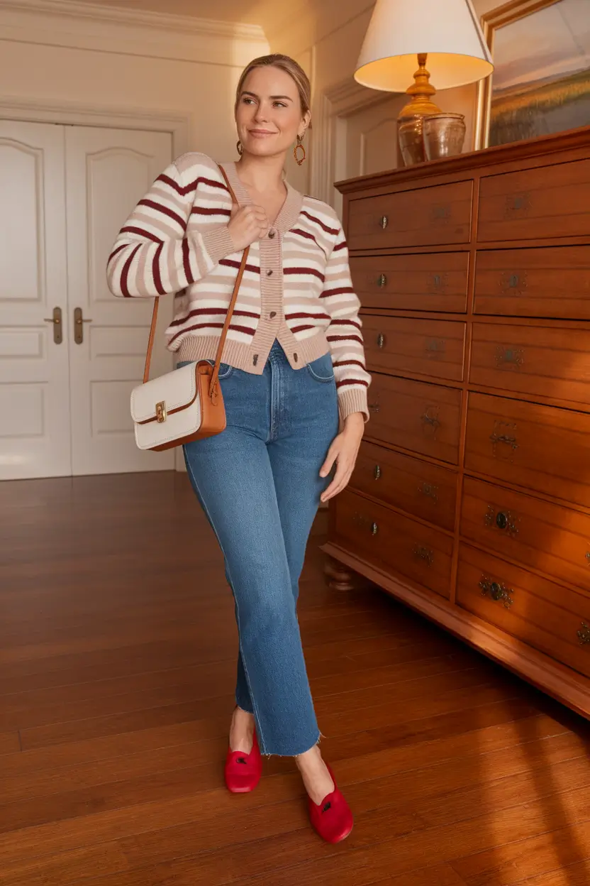 midsize fall outfits Cardigans and Cherry Red Pops