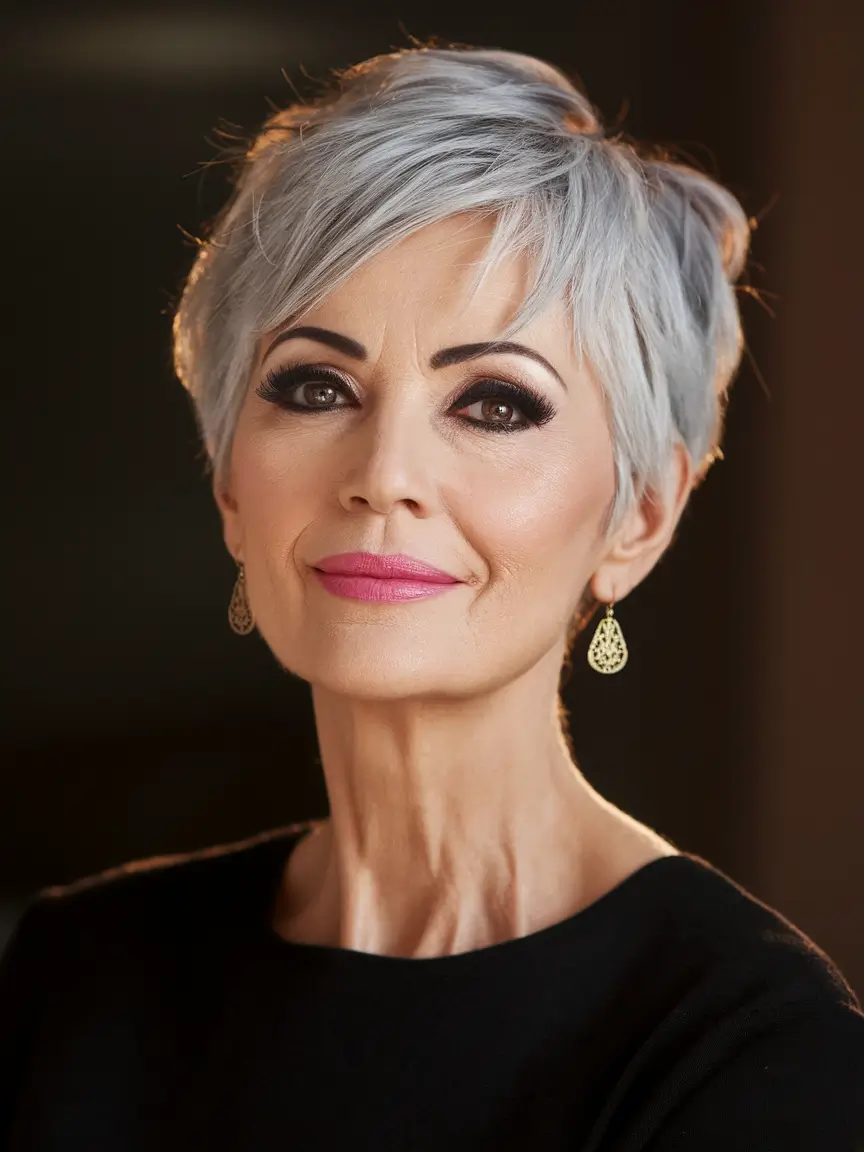 Hair trends 2025 Short Textured Pixie with Icy Precision