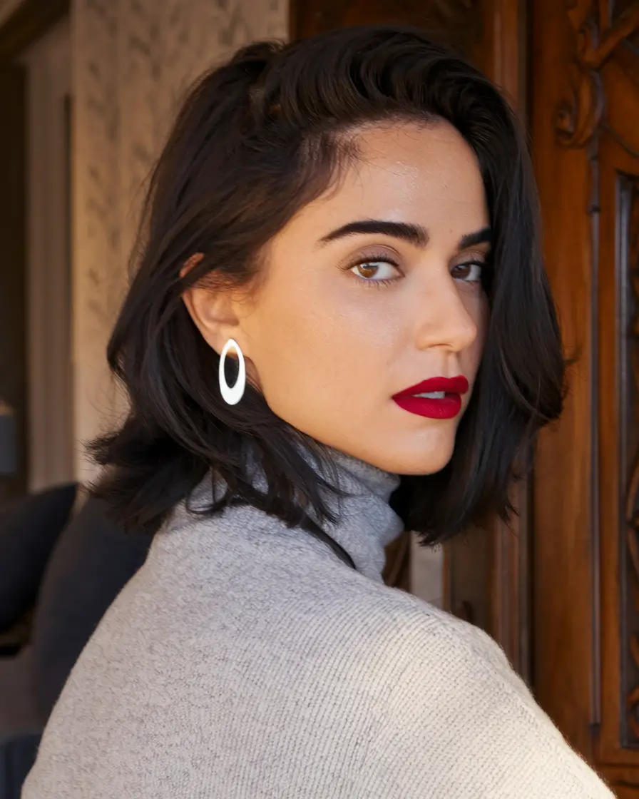 cute fall hairstyle short hair Shoulder-Skimming Bob with Natural Lift