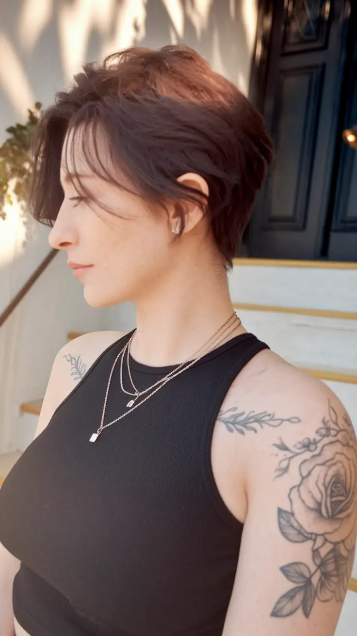 fall hairstyle short hair Effortless Pixie with Grown-Out Layers
